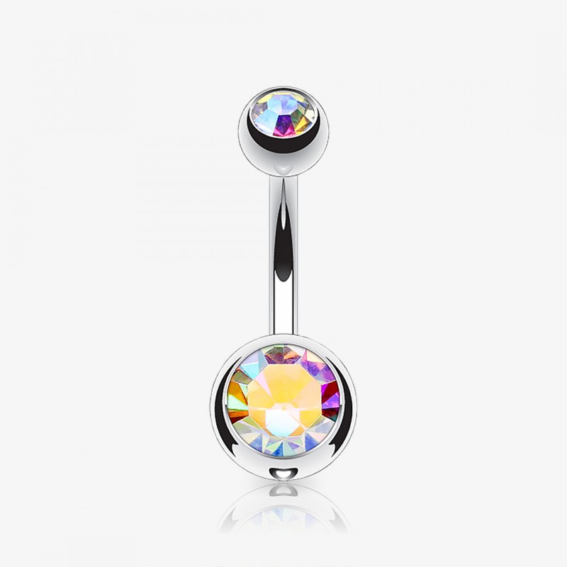 Piercing Umbigo Rainbow Duplo Strass é na ALARGS